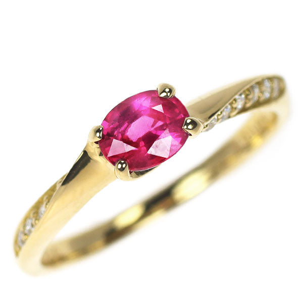 K18YG ルビー ダイヤモンド リング 0.62ct D0.09ct