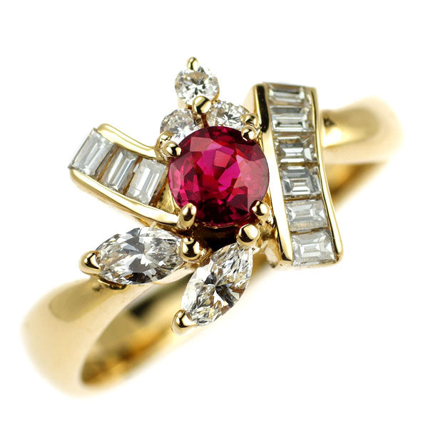K18YG ルビー ダイヤモンド リング 0.38ct D0.52ct