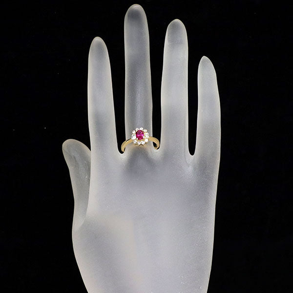 K18YG ルビー ダイヤモンド リング 0.48ct D0.39ct