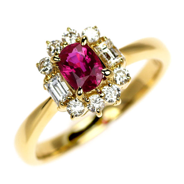 K18YG ルビー ダイヤモンド リング 0.48ct D0.39ct