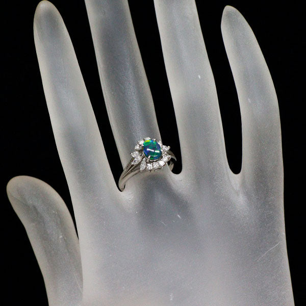 Pt900 ブラックオパール ダイヤモンド リング 0.46ct D0.40ct