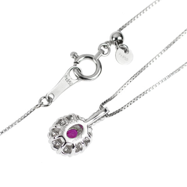 Pt950/ Pt850 非加熱ピジョンブラッドルビー ダイヤモンド ペンダントネックレス 0.25ct D0.25ct