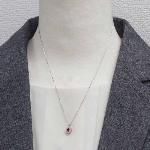 Pt950/ Pt850 非加熱ピジョンブラッドルビー ダイヤモンド ペンダントネックレス 0.25ct D0.25ct
