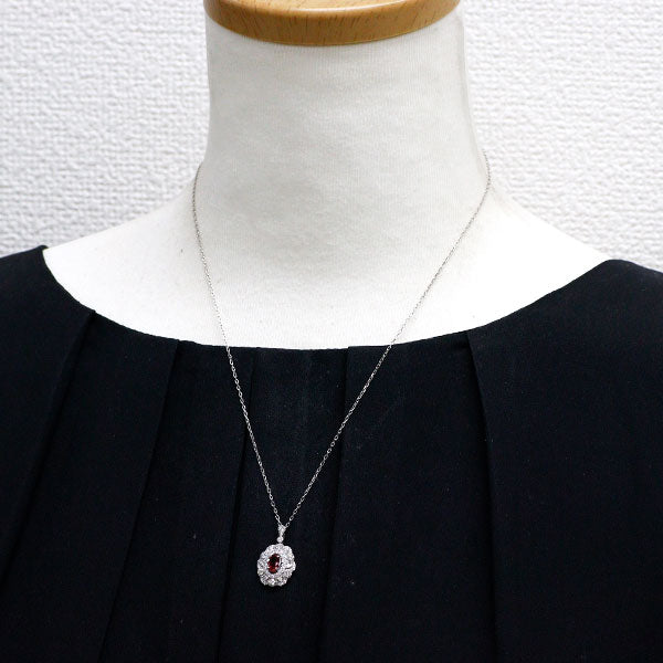 Pt950/ Pt850 非加熱 ピジョンブラッドルビー ダイヤモンド ペンダントネックレス 0.45ct D0.56ct