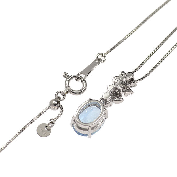 Pt900/ Pt850 サンタマリア アクアマリン ダイヤモンド ペンダントネックレス 1.171ct D0.14ct