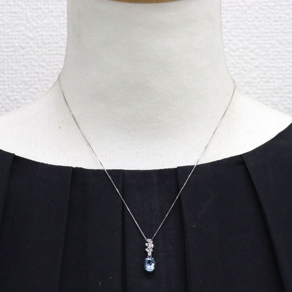Pt900/ Pt850 サンタマリア アクアマリン ダイヤモンド ペンダントネックレス 1.171ct D0.14ct