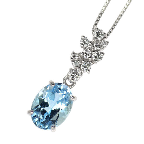 Pt900/ Pt850 サンタマリア アクアマリン ダイヤモンド ペンダントネックレス 1.171ct D0.14ct