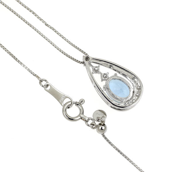 Pt900/ Pt850 サンタマリア アクアマリン ダイヤモンド ペンダントネックレス 0.605ct D0.12ct