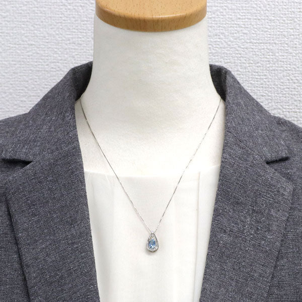 Pt900/ Pt850 サンタマリア アクアマリン ダイヤモンド ペンダントネックレス 0.605ct D0.12ct
