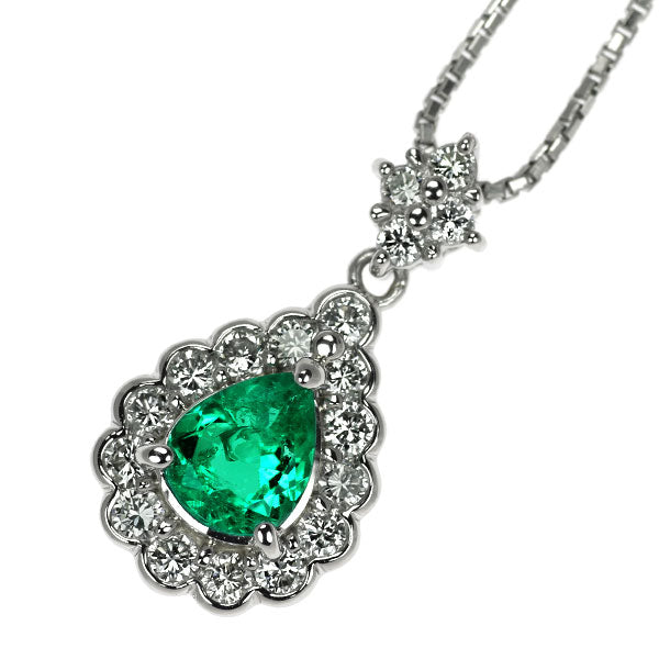 Pt900/ Pt850 エメラルド ダイヤモンド ペンダントネックレス 0.76ct D0.70ct
