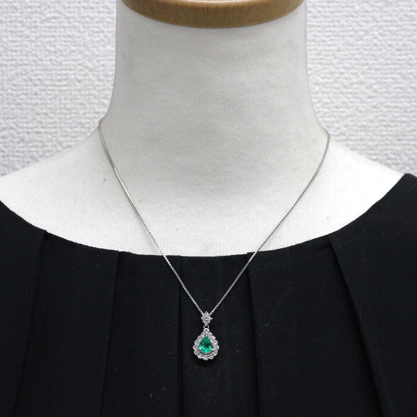 Pt900/ Pt850 エメラルド ダイヤモンド ペンダントネックレス 0.76ct D0.70ct