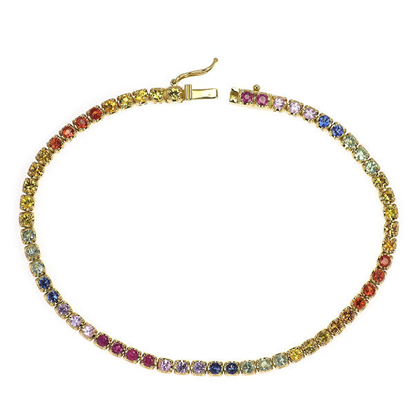 K18YG ルビー/ファンシーカラー サファイア テニス ブレスレット 3.00ct