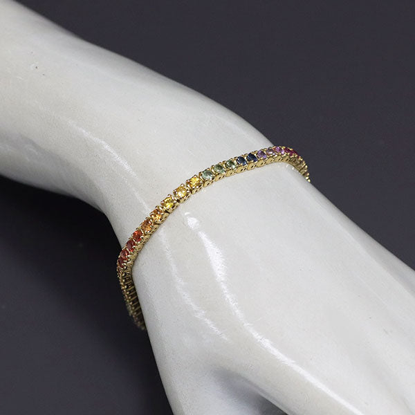 K18YG ルビー/ファンシーカラー サファイア テニス ブレスレット 3.00ct