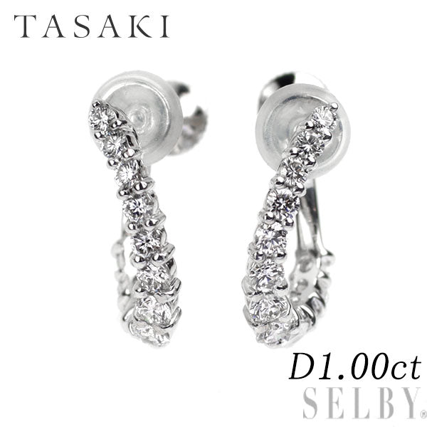 田崎真珠 Pt900 ダイヤモンド フープ イヤリング 1.00ct