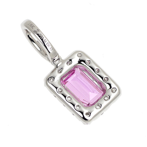 K18WG ピンクサファイア ダイヤモンド ペンダントトップ 1.16ct D0.43ct