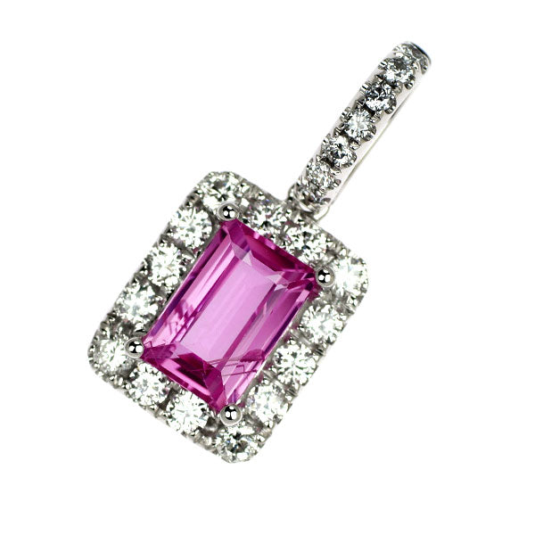 K18WG ピンクサファイア ダイヤモンド ペンダントトップ 1.16ct D0.43ct