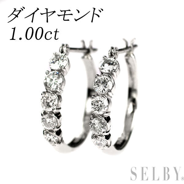 Pt900 ダイヤモンド フープ ピアス 1.00ct