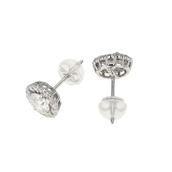 Pt950/ Pt900 ダイヤモンド ピアス 0.800ct F/G VS1/SI1 VG/G D0.28ct【エスコレ】