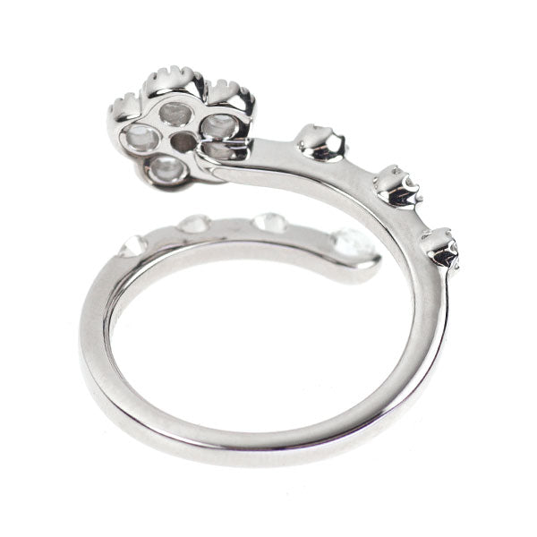 K18WG ローズカット/ラウンドブリリアントカット ダイヤモンド フォークリング 0.38ct D0.38ct フラワー