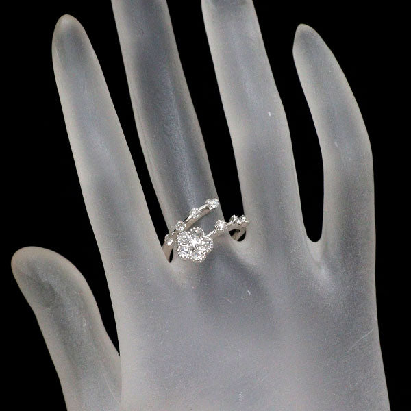 K18WG ローズカット/ラウンドブリリアントカット ダイヤモンド フォークリング 0.38ct D0.38ct フラワー