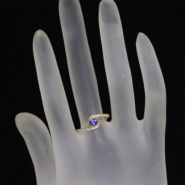 K18YG サファイア ダイヤモンド リング 0.38ct D0.33ct