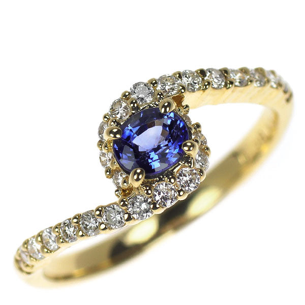 K18YG サファイア ダイヤモンド リング 0.38ct D0.33ct