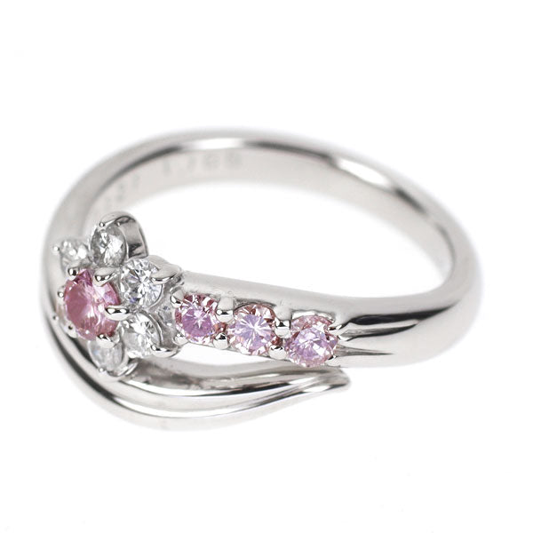希少 Pt900 天然ピンクダイヤモンド リング 0.131ct PD0.165ct D0.24ct フラワー