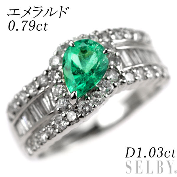 Pt900 エメラルド ダイヤモンド リング 0.79ct D1.03ct