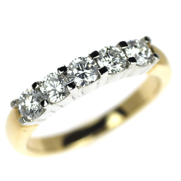 K18YG/ WG ダイヤモンド リング 1.00ct 一文字