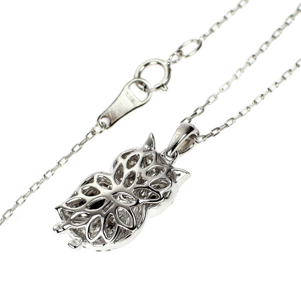 K18WG ダイヤモンド ペンダントネックレス 0.25ct BD0.04ct ふくろう