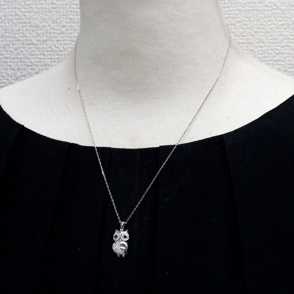 K18WG ダイヤモンド ペンダントネックレス 0.25ct BD0.04ct ふくろう