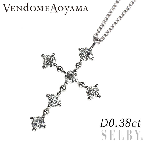 ヴァンドーム青山 Pt900/ Pt850 ダイヤモンド ペンダントネックレス 0.38ct クロス