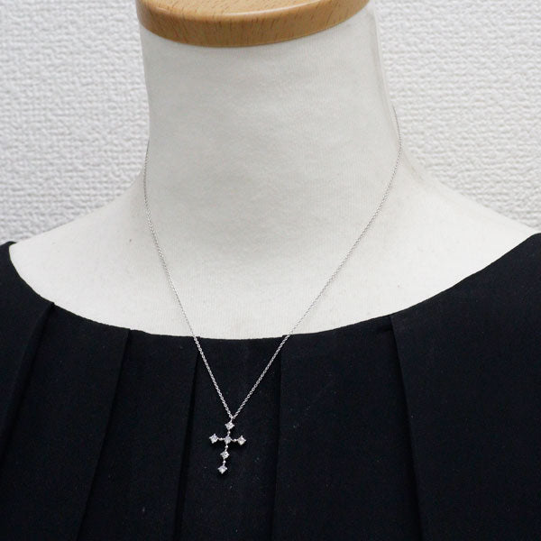ヴァンドーム青山 Pt900/ Pt850 ダイヤモンド ペンダントネックレス 0.38ct クロス