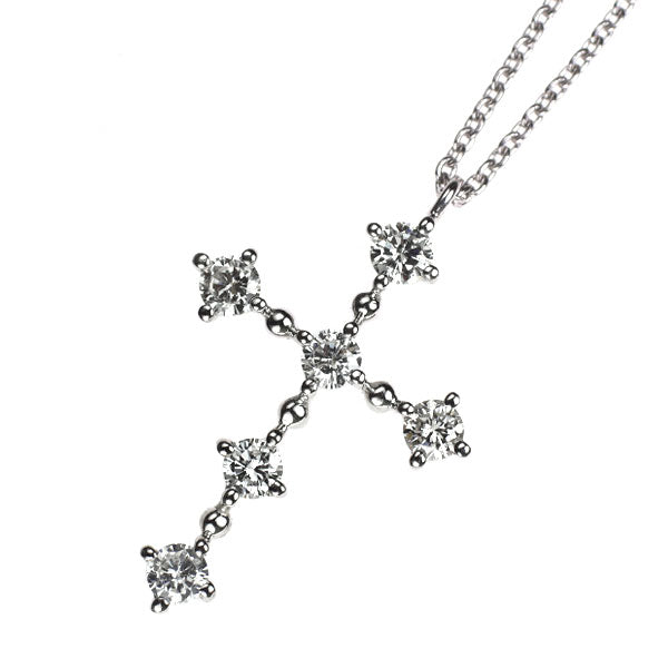 ヴァンドーム青山 Pt900/ Pt850 ダイヤモンド ペンダントネックレス 0.38ct クロス