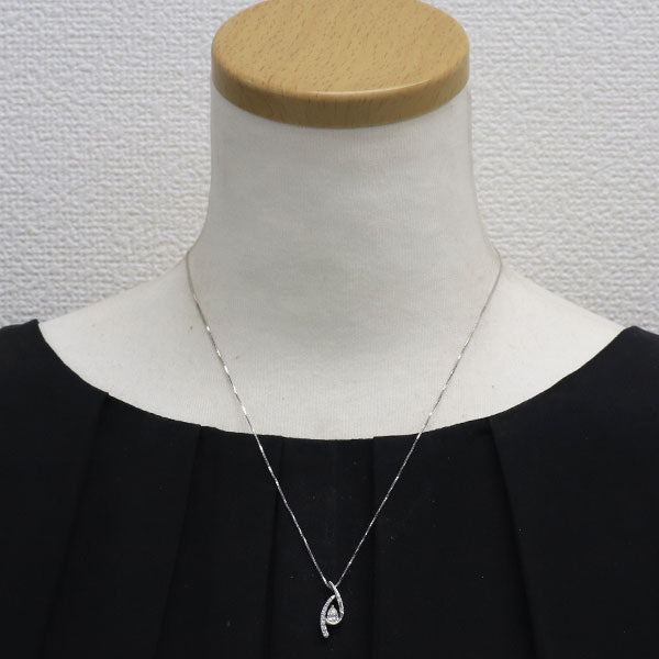 K18WG ペアシェイプ ダイヤモンド ペンダントネックレス 0.31ct D0.13ct