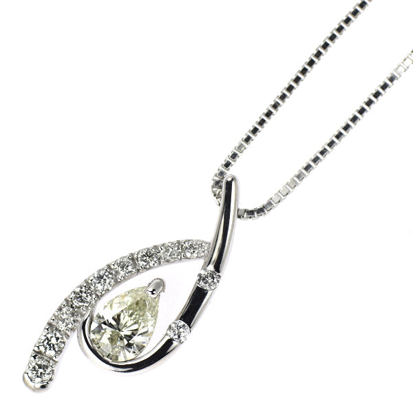 K18WG ペアシェイプ ダイヤモンド ペンダントネックレス 0.31ct D0.13ct