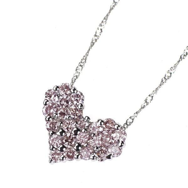 Pt900/ Pt850 天然ピンクダイヤモンド ペンダントネックレス 0.50ct ハート