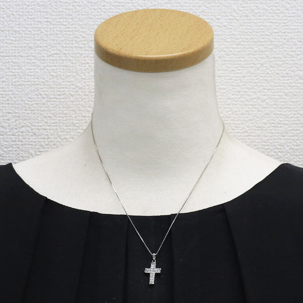 Pt900/ Pt850 ダイヤモンド ペンダントネックレス 0.65ct ミステリーセッティング クロス