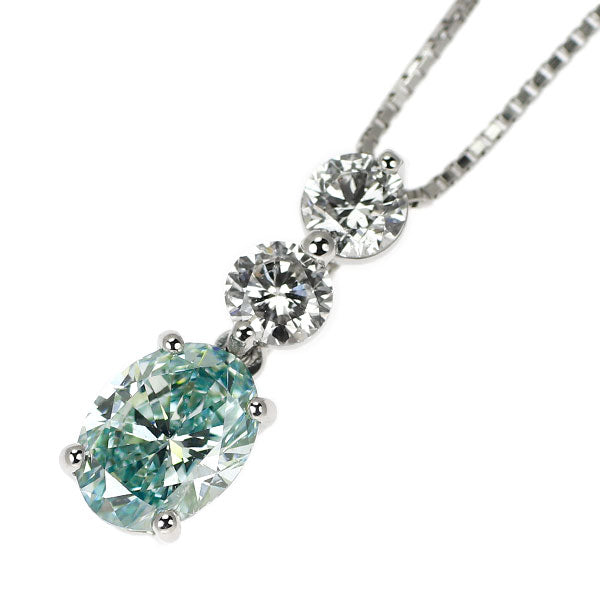 Pt950/ Pt850 アイスブルーダイヤモンド ペンダントネックレス 0.902ct D0.402ct