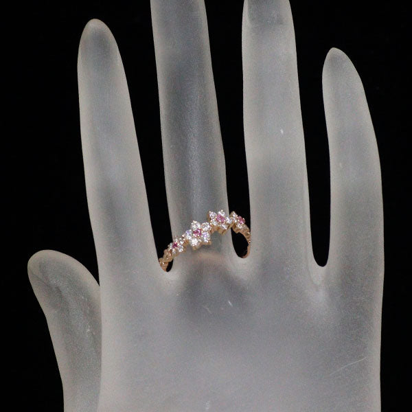 K18PG ピンクサファイア ダイヤモンド リング 0.16ct D0.56ct フラワー