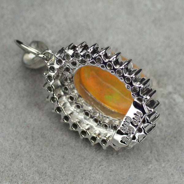 Pt900 ファイアーオパール ダイヤモンド ペンダントトップ 2.36ct D0.55ct
