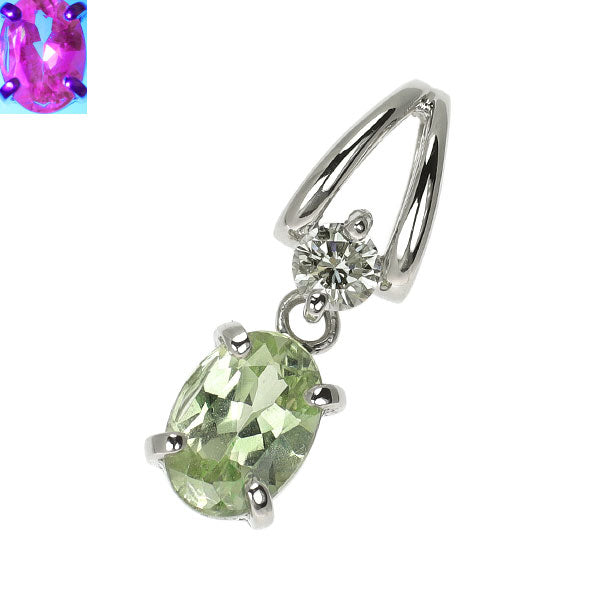 Pt900 グロッシュラー/ミント ガーネット ダイヤモンド ペンダントトップ 0.85ct D0.10ct