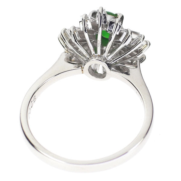 Pt900 翡翠 ダイヤモンド リング 0.33ct D0.65ct