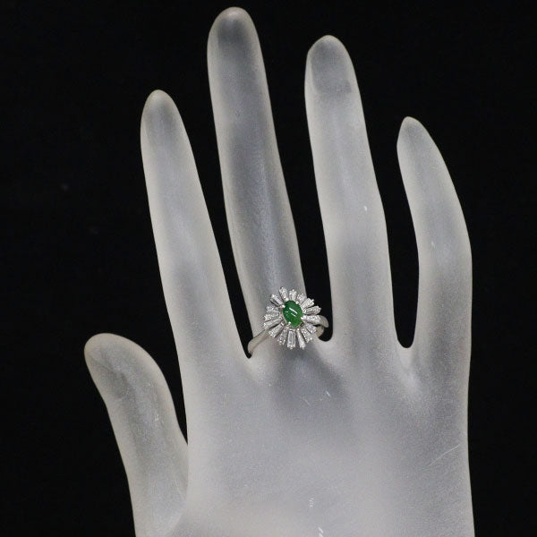 Pt900 翡翠 ダイヤモンド リング 0.33ct D0.65ct