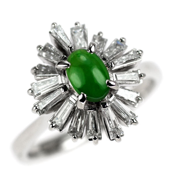 Pt900 翡翠 ダイヤモンド リング 0.33ct D0.65ct