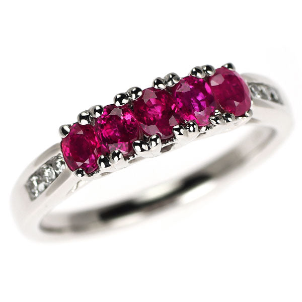 K18WG ルビー ダイヤモンド リング 0.90ct D0.09ct