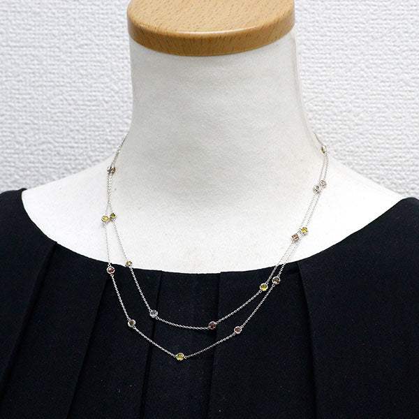 K18WG ローズカット ファンシーカラー ダイヤモンド ネックレス 3.733ct ロングステーション 90cm