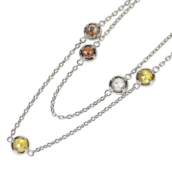 K18WG ローズカット ファンシーカラー ダイヤモンド ネックレス 3.733ct ロングステーション 90cm