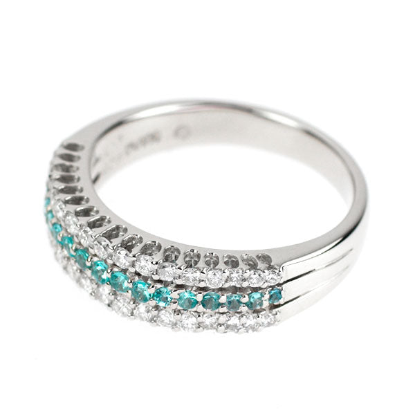 三越 Pt900 パライバトルマリン ダイヤモンド リング 0.17ct D0.39ct