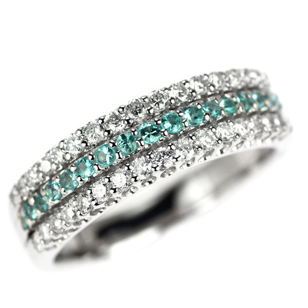 三越 Pt900 パライバトルマリン ダイヤモンド リング 0.17ct D0.39ct